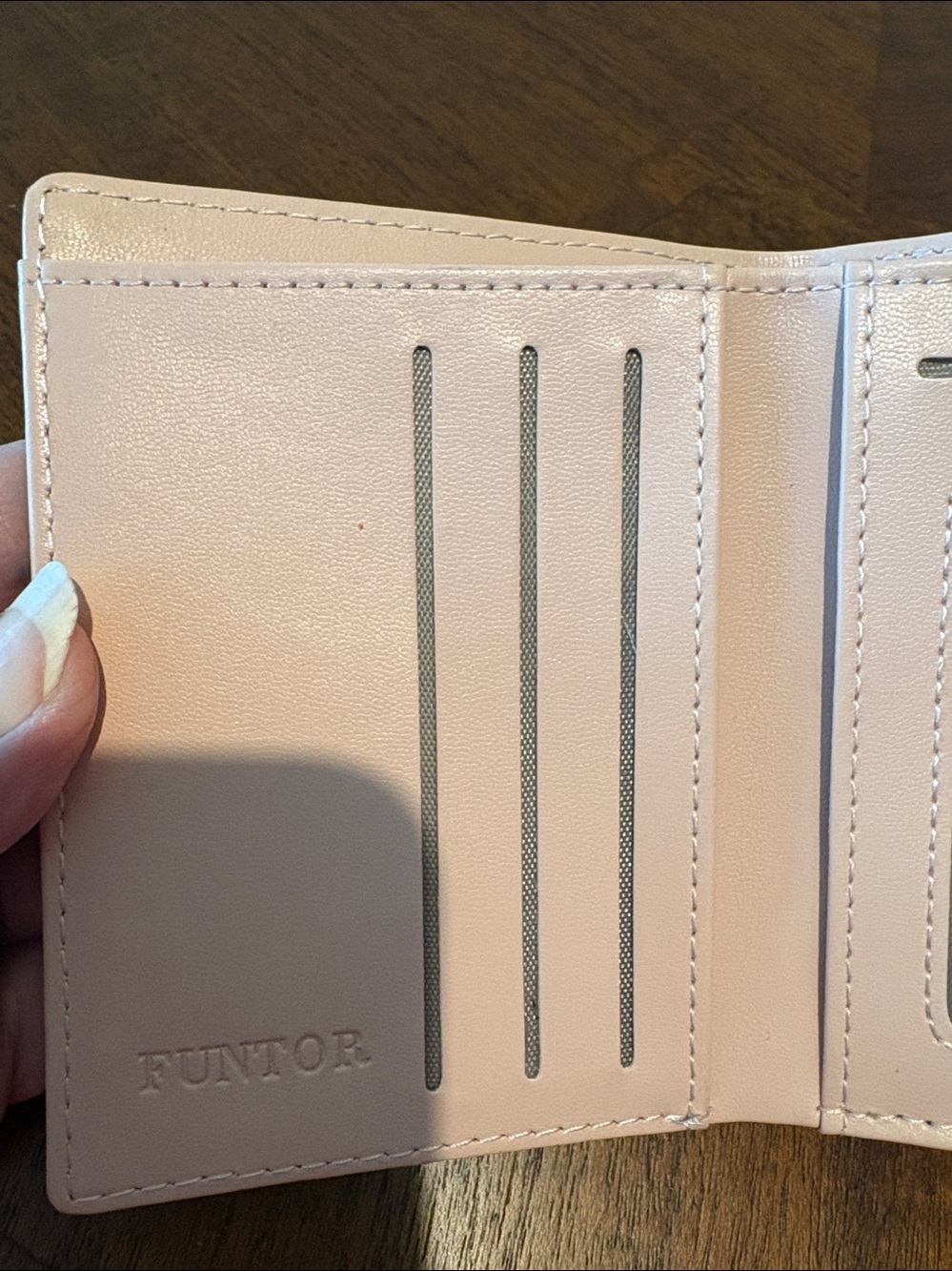 FT  FUNTOR  wallet  small Black /Pink Compact black/pink/leaf charm front  NWOT - Picture 12 of 13